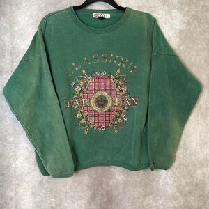 Vintage 90's On Call Classique Tartan Boxy Sweatshirt‎ Green Women's OSFA